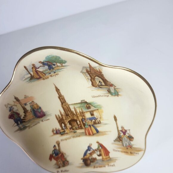 Royal Winton Pedestal Dish Grimwades England Old English Markets Bone China - Picture 4 of 9